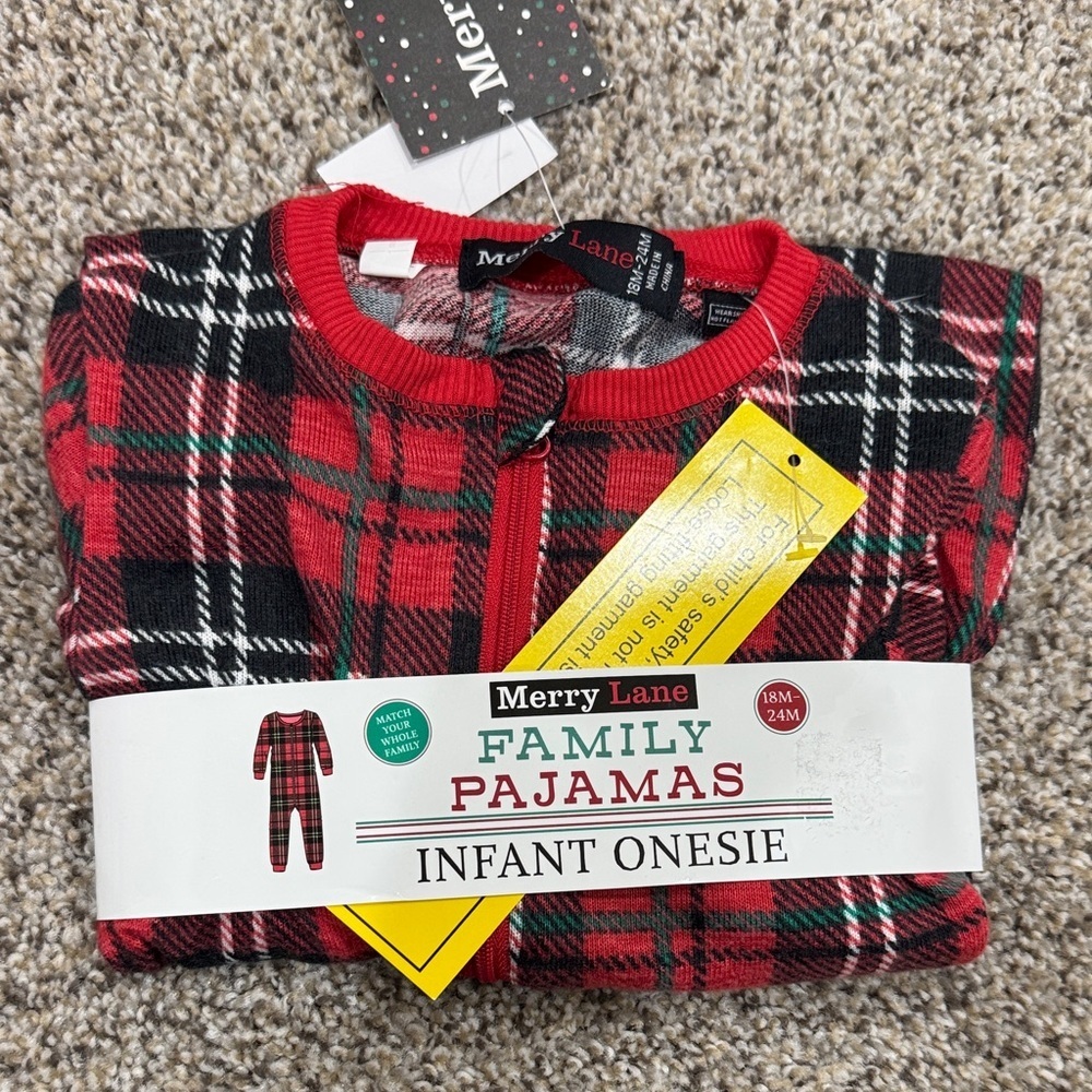 Red Plaid Infant Onesie Pajamas